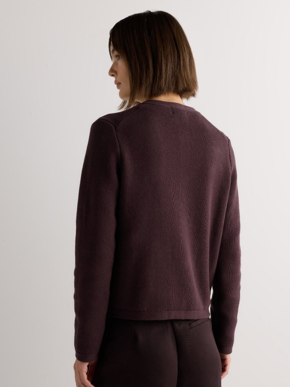 Quince Cotton Sweater Jacket in Chocolate Plum - Picture 7 of 10
